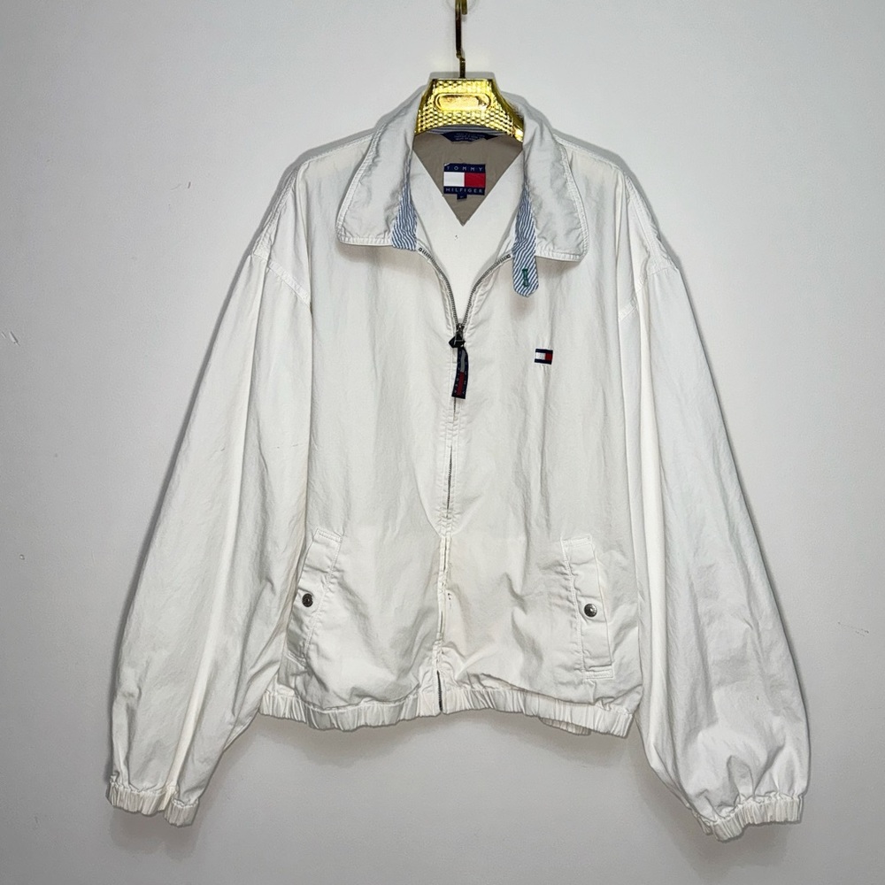 Vintage 90s Tommy Hilfiger Harrington Track Jacket TL Flag Logo Embroidered